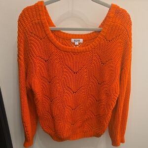 525 America Bold Orange Off The Shoulder Sweater